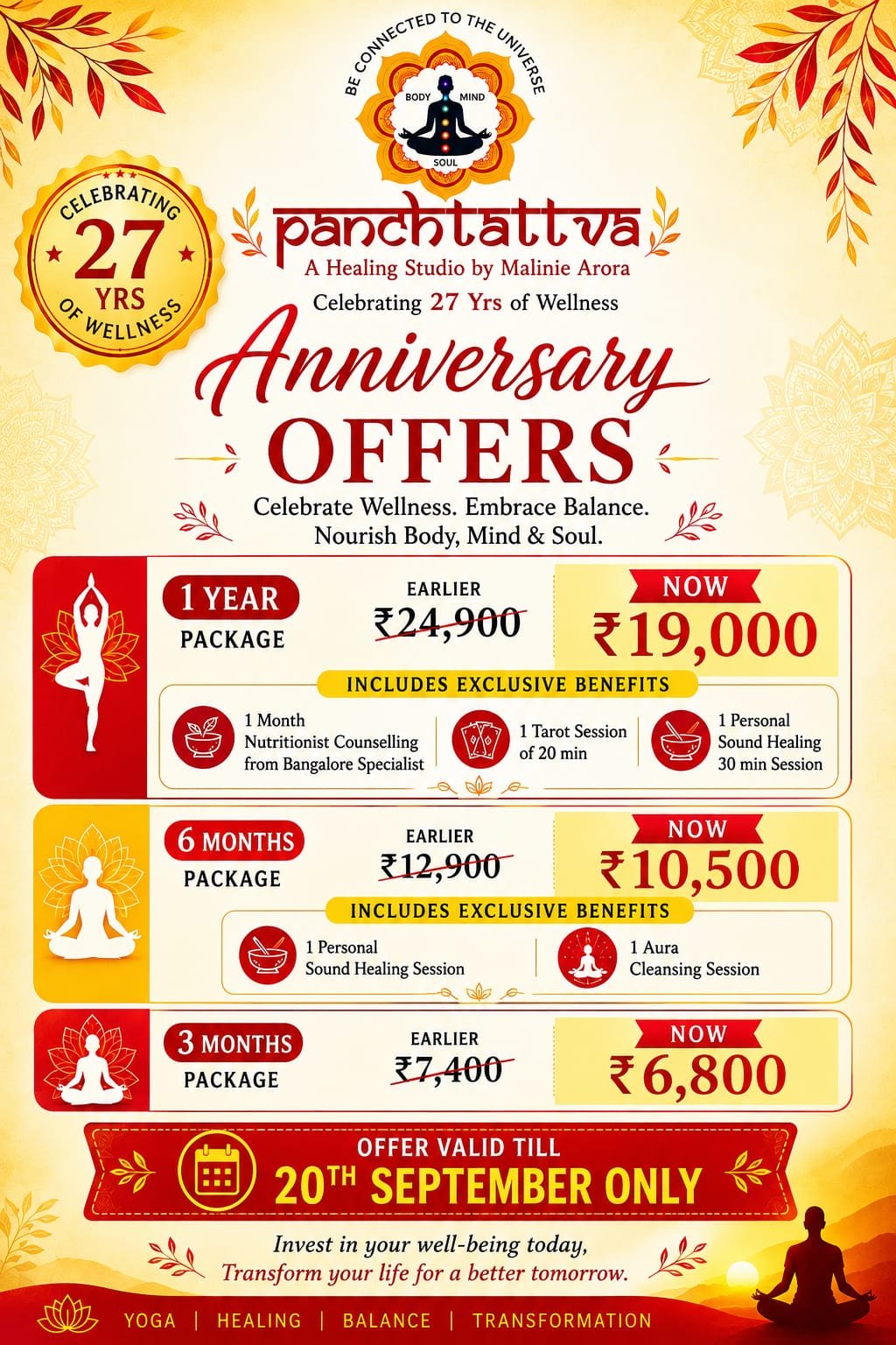 Panchtattva Healing Studio – 27th Anniversary Wellness Offers